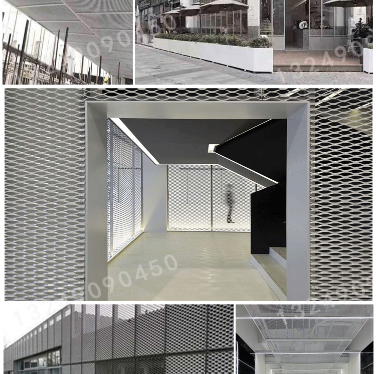 Aluminum alloy mesh ceiling, aluminum mesh mesh door head decoration, expansion mesh, diamond shaped small hole stretching metal curtain wall mesh