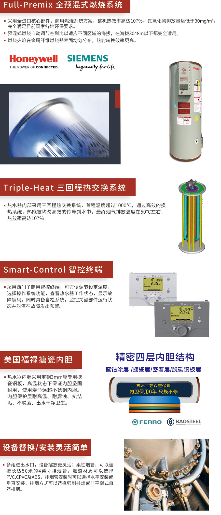 Three return structure low nitrogen condensing volumetric water heater meets environmental protection and energy-saving standards