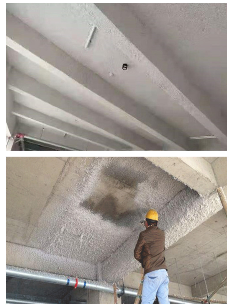 Construction of Sand and Stone Porous Layer with Ultrafine Inorganic Fiber Spraying for Sound Transmission and Absorption Layer, Sound Insulation and Noise Reduction in Machine Room Basement