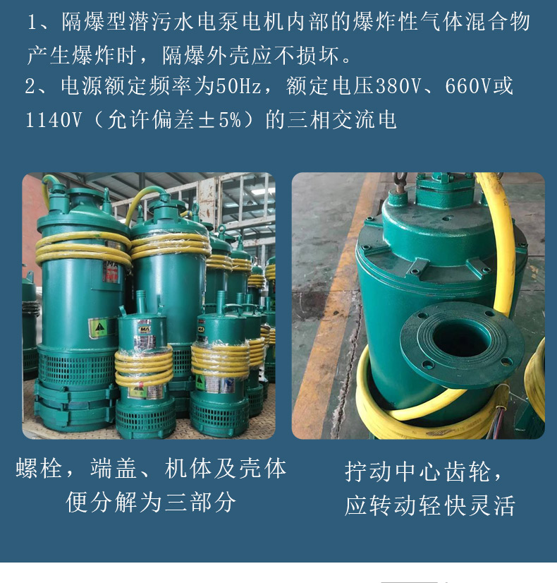 Xincheng Machinery BQS50-150/2-45KW Mining Flameproof Submersible Sand Discharge Electric Pump with a lift of 150 meters