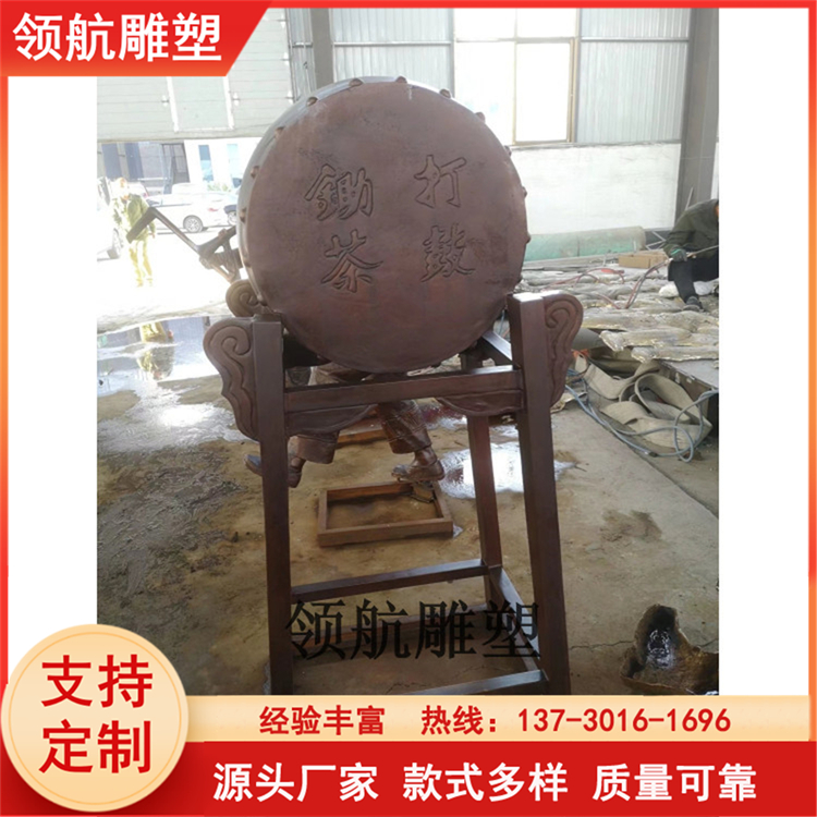 Customized fiberglass imitation copper tea culture series sculpture, outdoor pastoral tea garden, tea making process, rusted copper ornaments