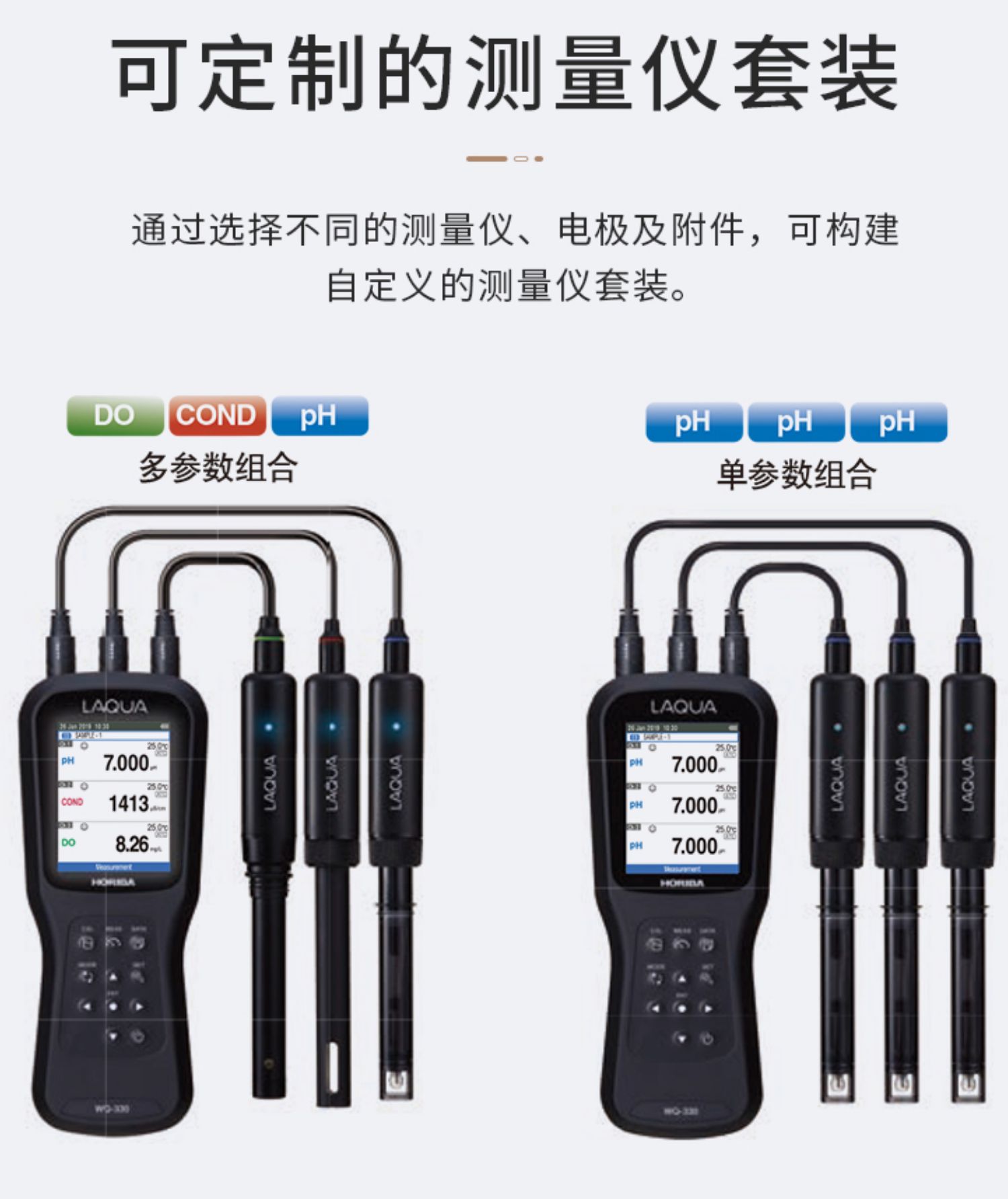 Horiba Multiparameter Measuring Instrument WQ300 Portable pH Meter, EC Dissolved Oxygen DO Electrode, Horiba, Japan