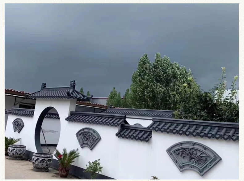 Antique tiles, resin tiles, integrated Chinese style eaves decoration, plastic small green tiles, fake door heads, ancient building walls, roof tiles