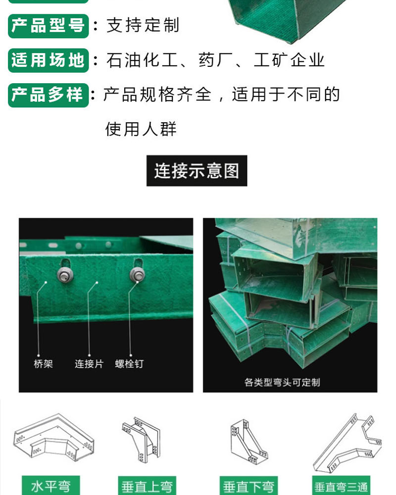 Fiberglass cable tray 50 * 50/100 * 50/100 * 100/150 * 100/150 * 150 and cable tray box