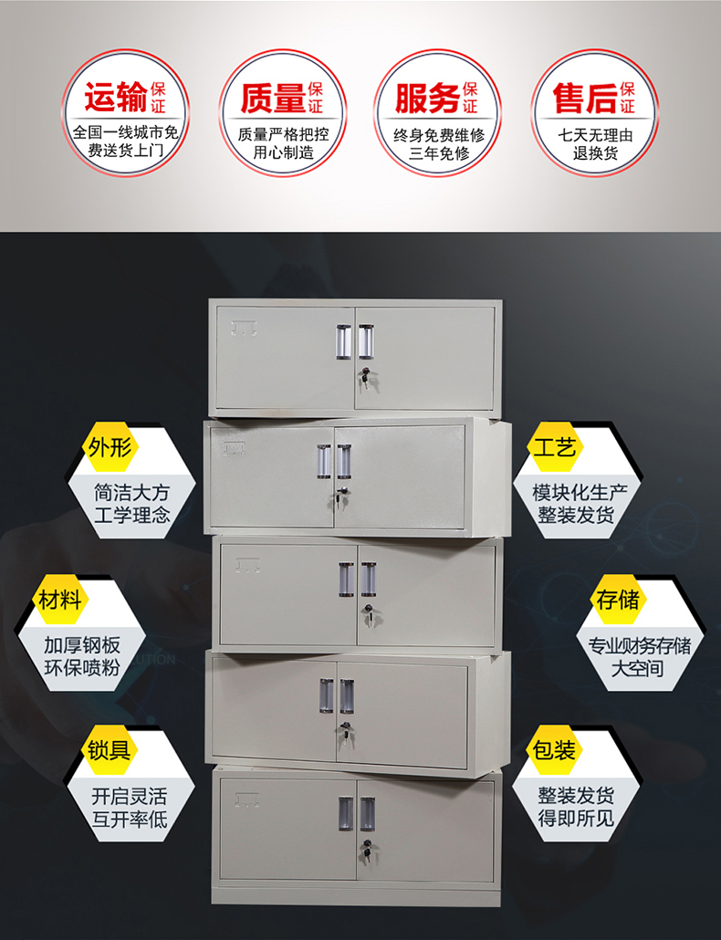 Split five section iron sheet cabinet, file cabinet, office storage data cabinet, locked voucher, top cabinet, financial file cabinet