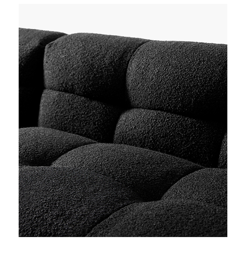 Guchi Italian Style Minimalist Cotton Candy Quiet Wind Three Person Black Cotton Linen Living Room Combination Fabric Sofa Furniture