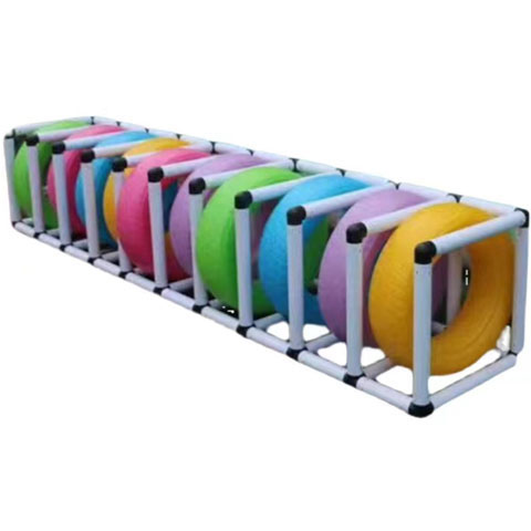 Customized storage rack for children's toys, indoor and outdoor hula hoop racks, storage cabinets with top pipes in kindergarten