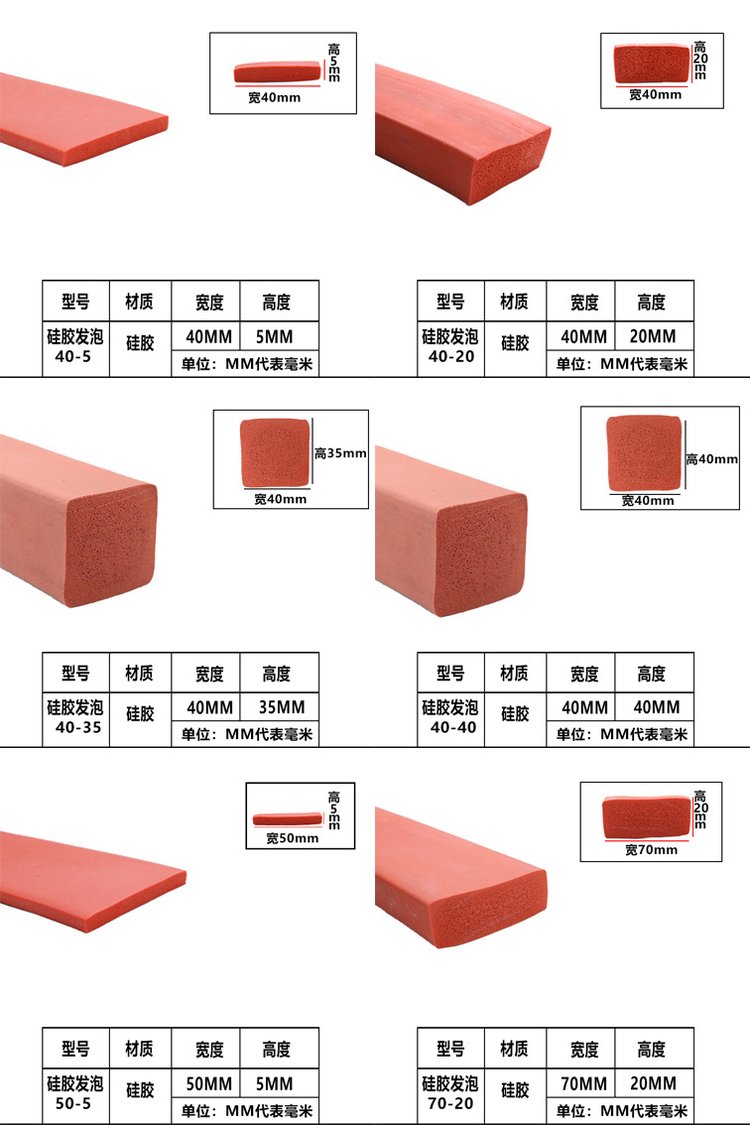 Silicone solid sealing strip, foam sponge strip, colored irregular high-temperature resistant and environmentally friendly silicone strip