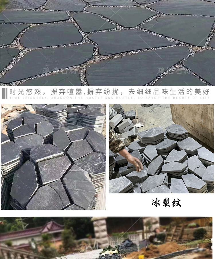 Green slate floor tiles, balcony, courtyard, anti slip tiles, outdoor garden, outdoor floor tiles, natural antique villa, garden tiles