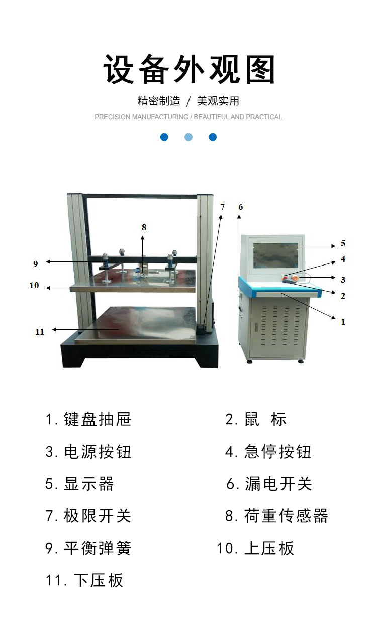 Packaging box compressive strength testing machine Paper box stacking compressive strength testing machine Lynn Bito pressure tester