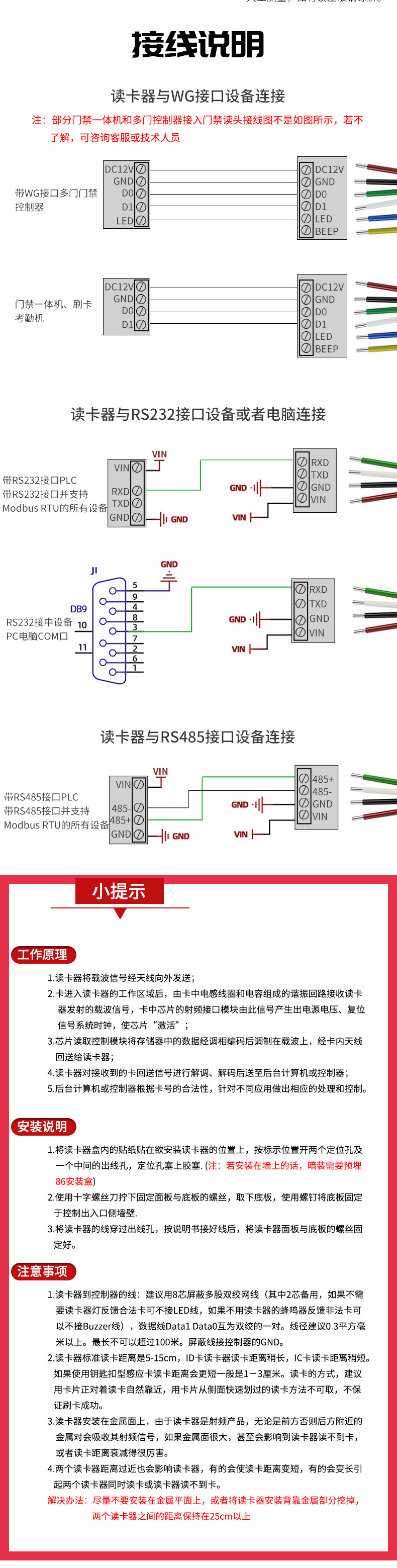 Type 86 induction access control system for HID square waterproof access card reader duty warehouse