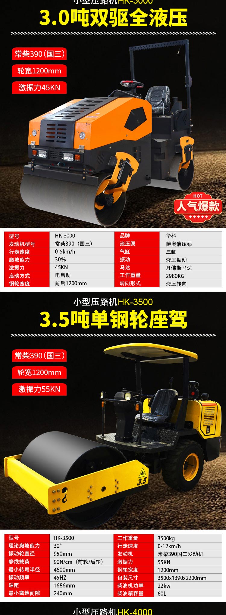 5 ton single steel wheel roller hydraulic pressure 1 ton 1.5 tons 2 tons 3 tons 4 tons double steel wheel vibration asphalt compaction roller