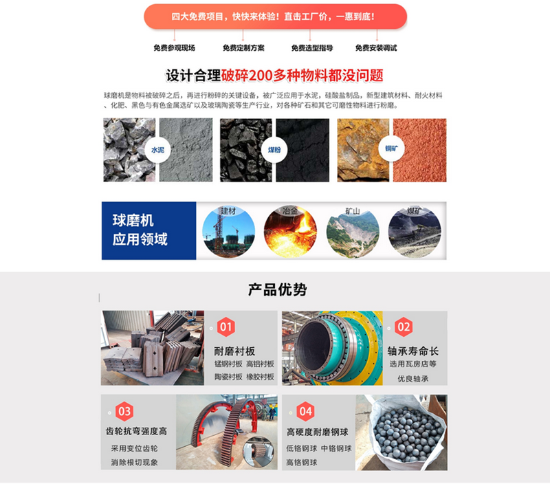 Mining ball mill, steel ball, forged ball mill, bearing, eight hole pad, square machine