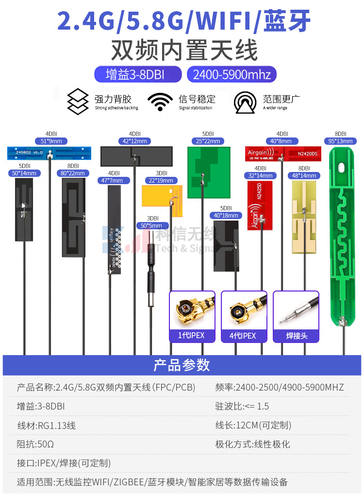 GPRS/2G/3G/4G/CDMA/WCDMA full band high gain 4G lte antenna GSM built-in FPC5G