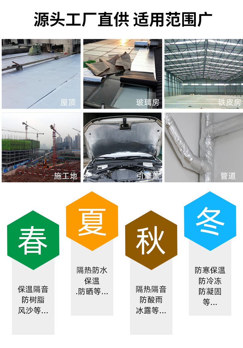 Yipai Aluminum Foil Thermal Insulation Cotton Rubber Plastic Flame retardant and Self adhesive Greenhouse Factory Roof Sunlight Room Pipeline Car