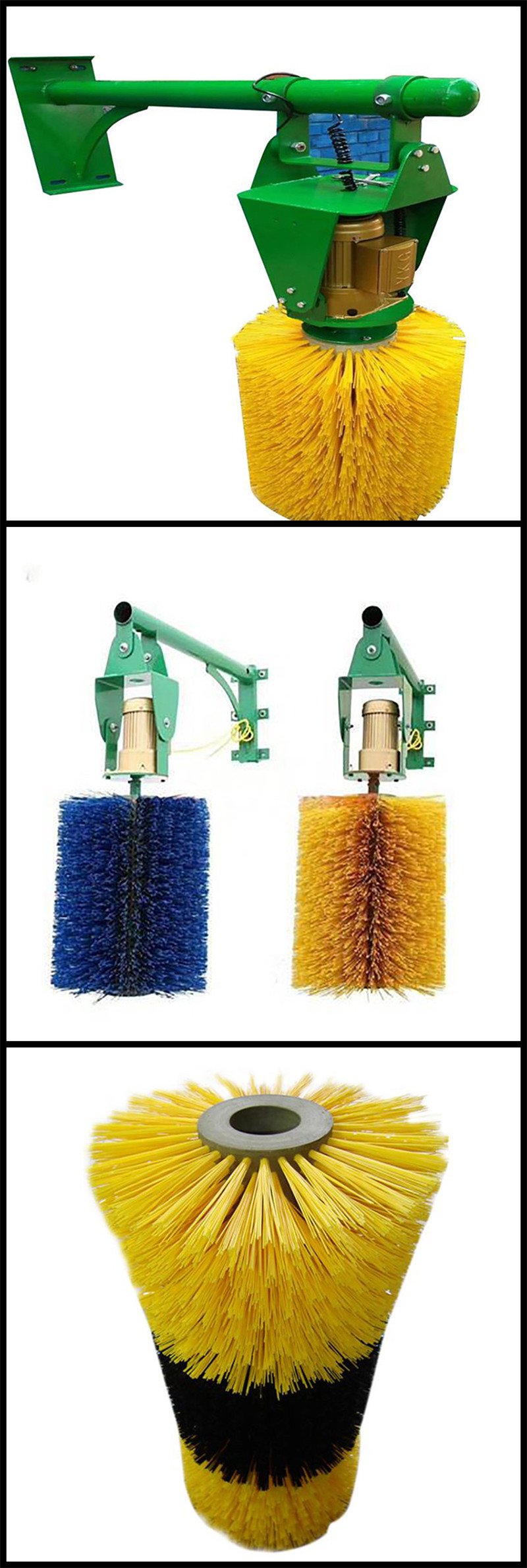 Yellow and blue swinging cow body massage brush with thick bristles, fully automatic rotating cow body brush