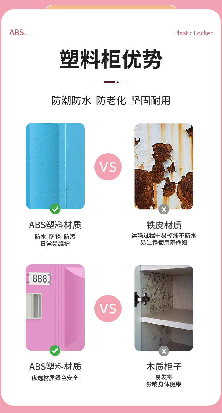 ABS plastic locker disassembly electronic locker Natatorium hot spring cabinet pvc wardrobe with lockers