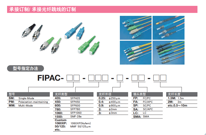 Japan SIGMAKOKI Sigma Optical Fiber Jumper FC/PC/FIPAC-SM-405-3-FPFP-2M