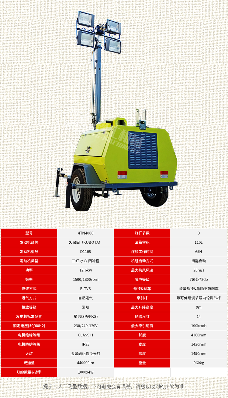 Mobile lighting lighthouse emergency rescue engineering construction flood prevention and fire emergency remote control lifting mobile lighting vehicle