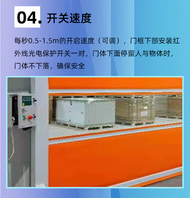 Quick rolling shutter door, transparent blue, widely used for insulation and cleaning, PVC curtain fabric, electric rolling shutter, automatic sensing