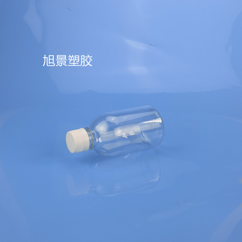 250ML-PET small mouth round bottle with white transparent cap, caliber 22MM, height 131MM, diameter 64MM