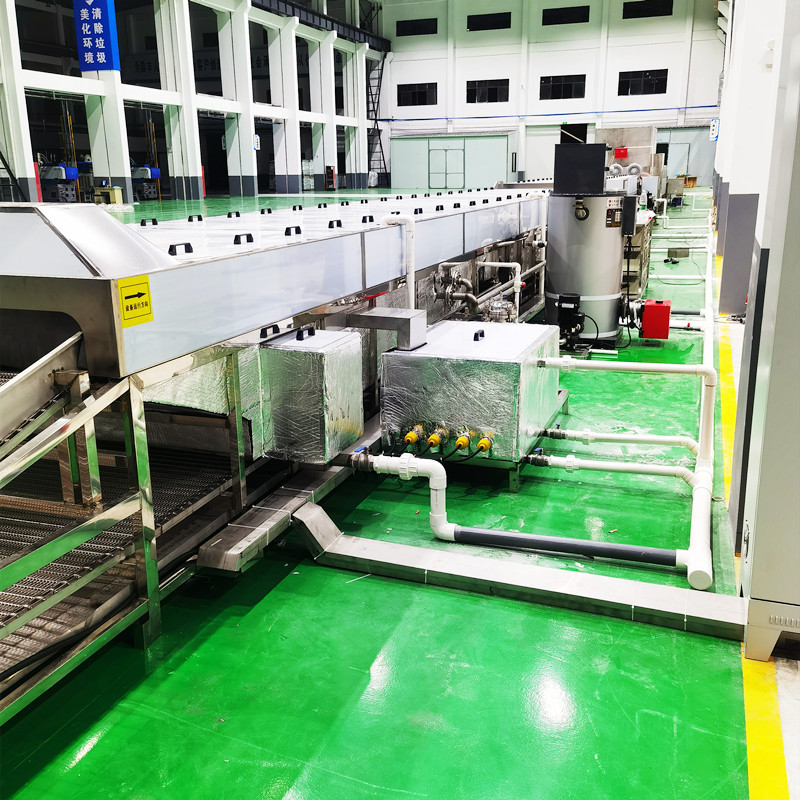 Crawler type acid-base neutralization ultrasonic cleaning and drying line automatic water washing line