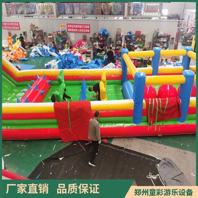 Children's colorful inflatable combination slide thickened PVC outdoor large children's land challenge toy