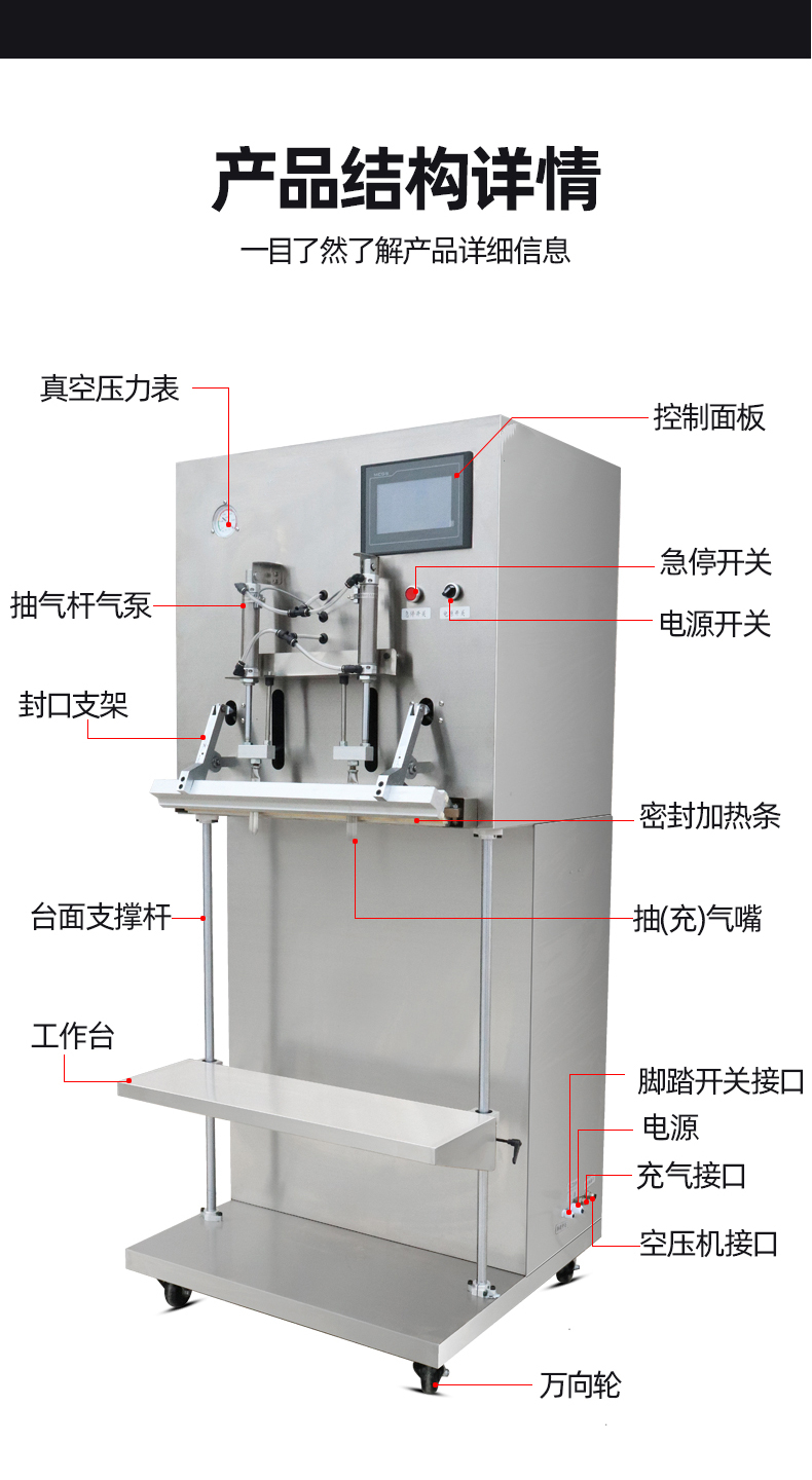 DZQ600 vertical double head external pumping Vacuum packing machine vacuum sealing machine for large chemical materials