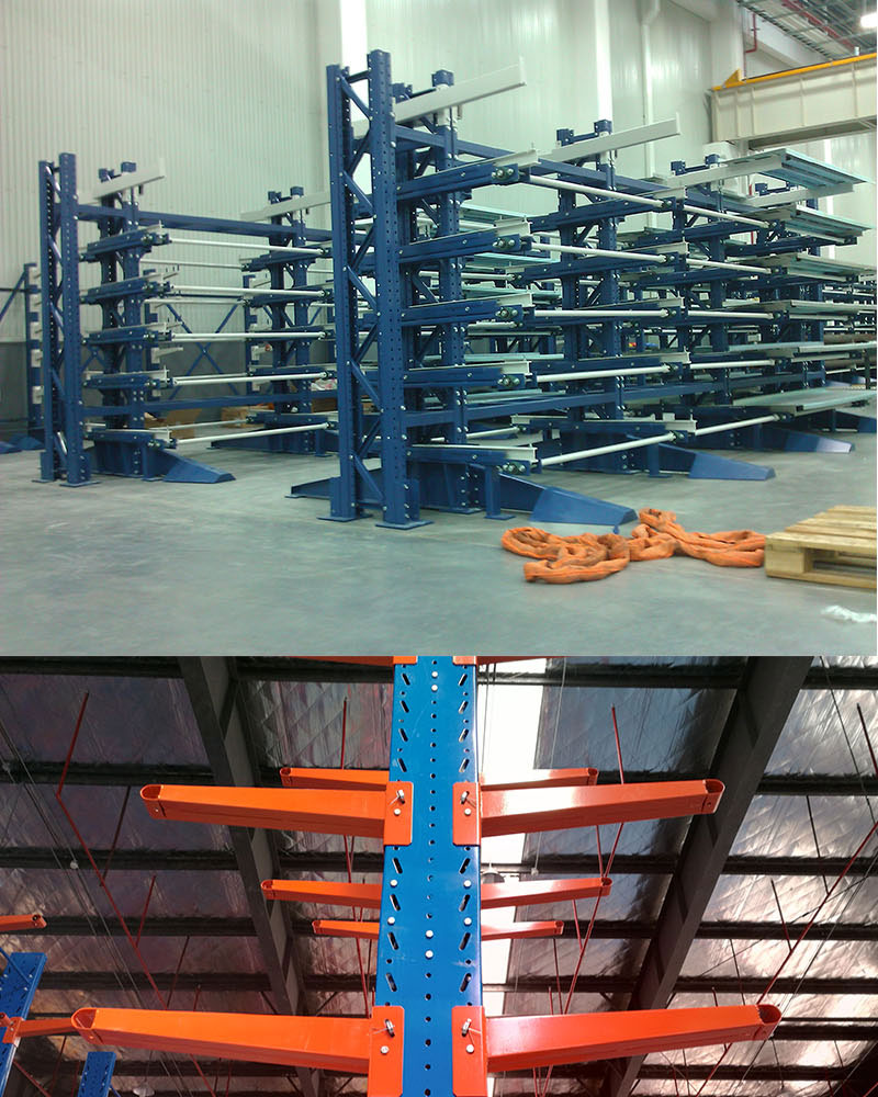 Premium rack manufacturers provide large-scale storage, heavy-duty single sided and double-sided telescopic cantilever shelves that can be customized