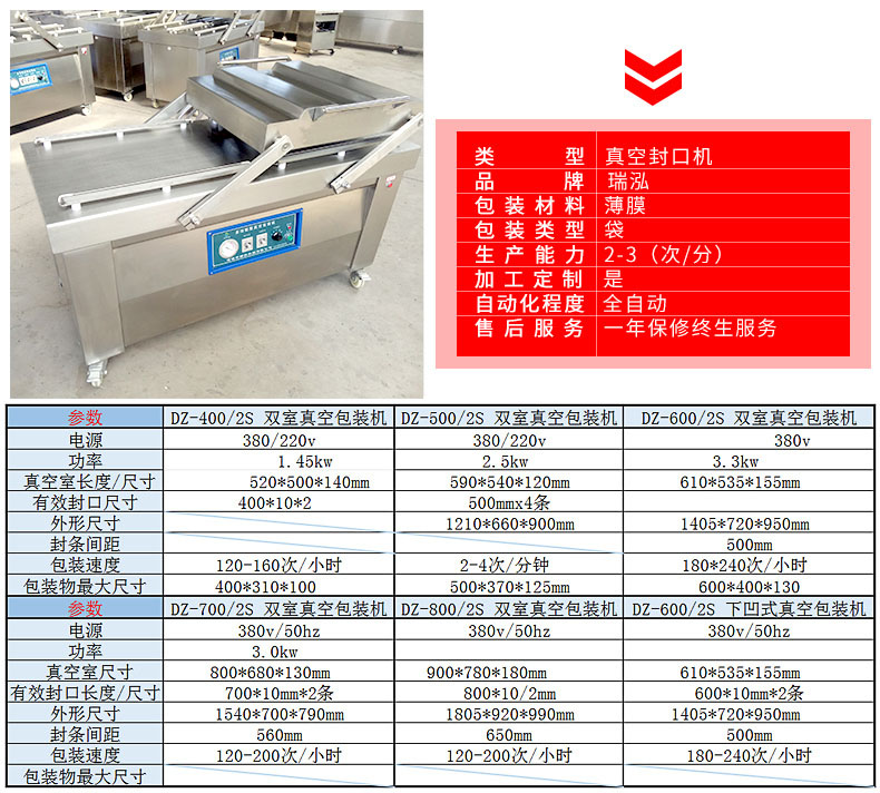 Shang Chao Roasted Chicken Feet Vacuum Packaging and Sealing Machine Flip Type Frozen Table Top Roast Sausage Double Chamber Vacuum Packaging Machine