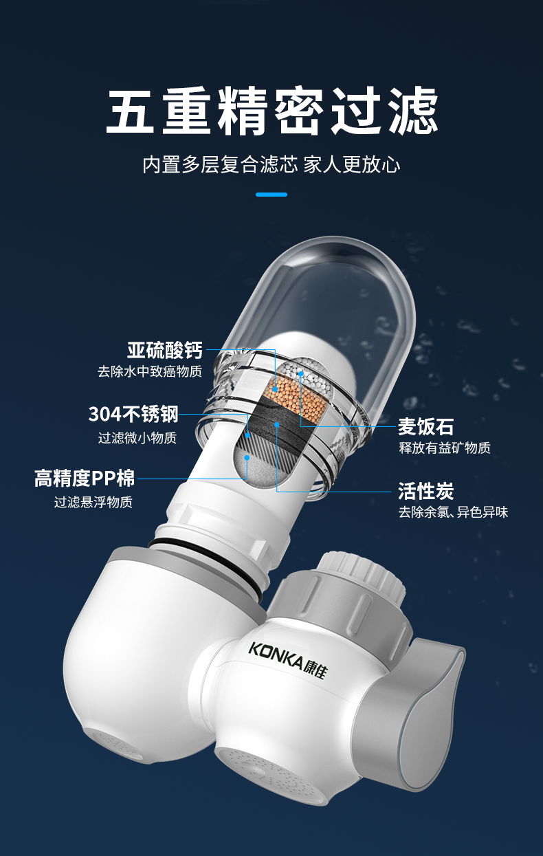 Konka Water filter tap filter household kitchen tap water purifier direct drinking pre filter filter element