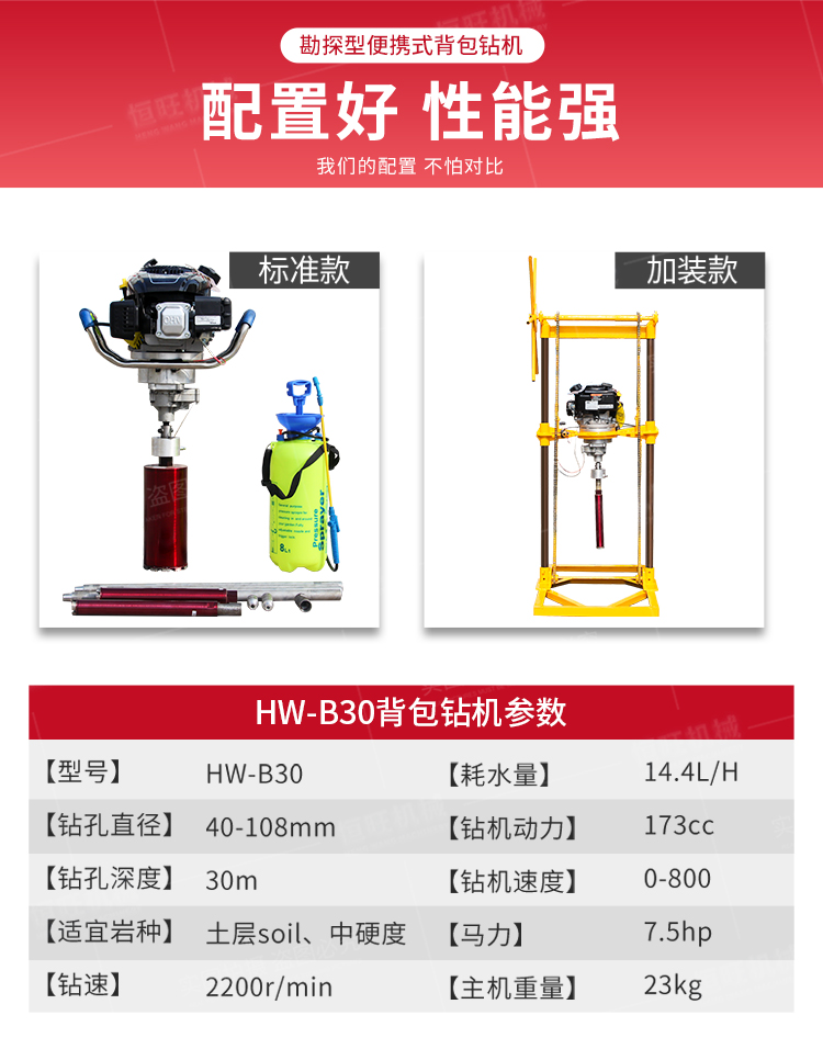 Hengwang portable backpack drilling rig handheld rock drilling machine geological exploration core taking machine