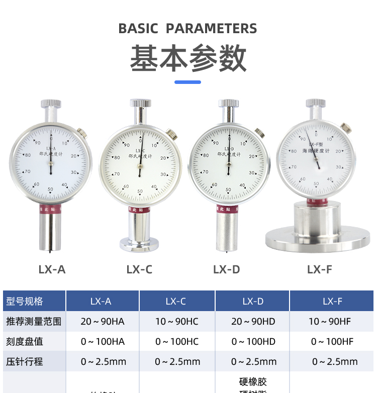 Hengshang mechanical pointer Shore hardness tester Rubber silicone foam high-precision LX-A C D F testing machine