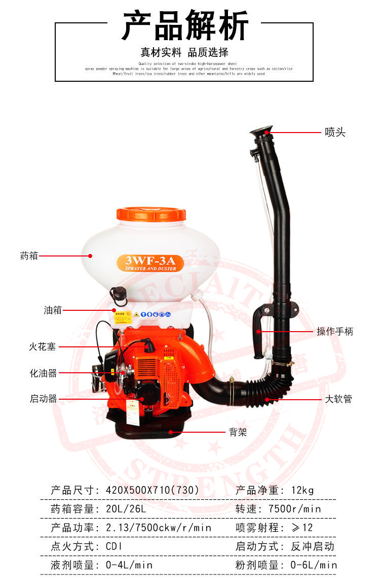 Backpack gasoline spray high-pressure fertilizer sprayer high-capacity mist spray