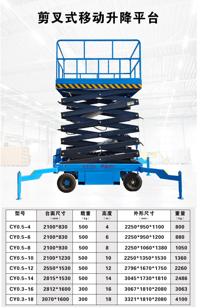 Electric hydraulic elevator, mobile lifting platform, self-propelled scissor fork, small high-altitude work platform, climbing vehicle