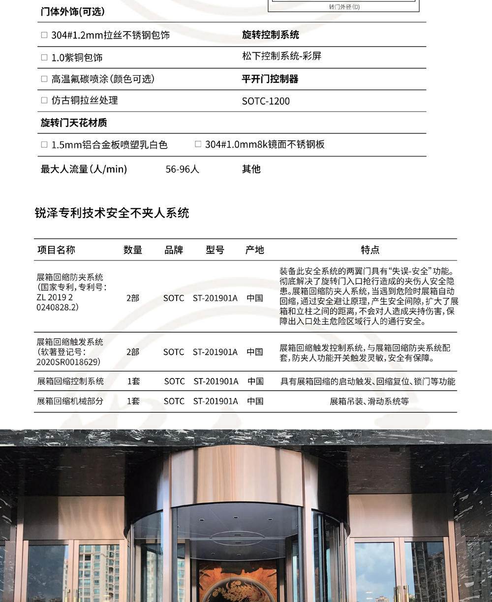 Star rated hotels, hotels, and office buildings - Science language - Exhibition box retractable and non pinch two wing automatic revolving door