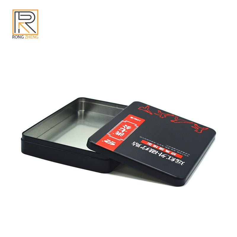 Customized square cold compress patch iron box, shrink mouth patch packaging box, cold compress patch packaging metal box by the manufacturer