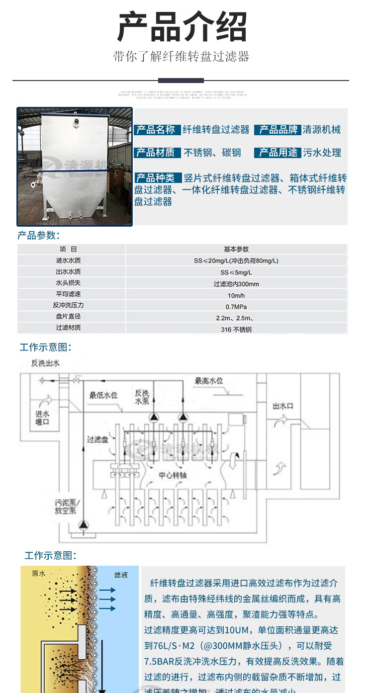 Fiber rotary disc filter manufacturer sewage treatment filtration equipment automation control and source cleaning machinery