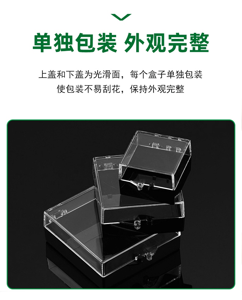 Square hinge box thickened anti falling transparent jewelry storage box badge Commemorative coin plastic packaging box