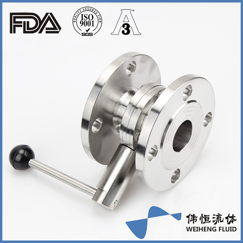 Hongfeng Pipe Fitting Sanitary Food Grade 304/316L Stainless Steel Manual Flange Butterfly Valve Customizable