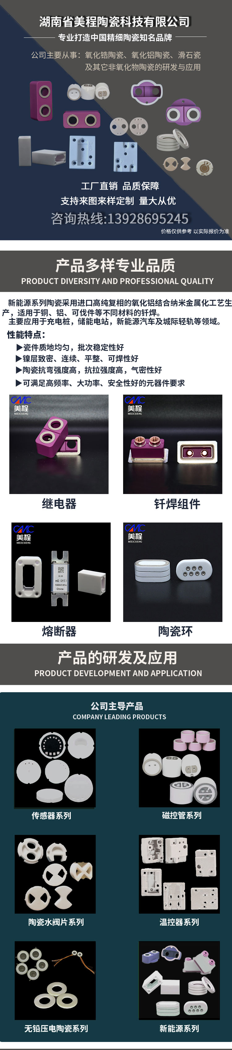 Fuse ceramic shell, high-voltage DC fuse, high-strength wear-resistant aluminum oxide processing, customized Meicheng ceramics