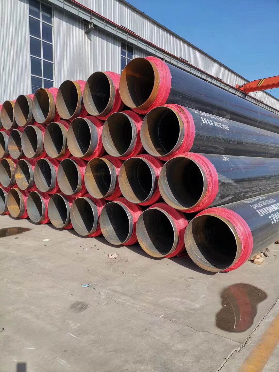 Fangda polyurethane insulation pipe, steel sleeve, steam insulation steel pipe, black jacket, outer sheath insulation pipeline