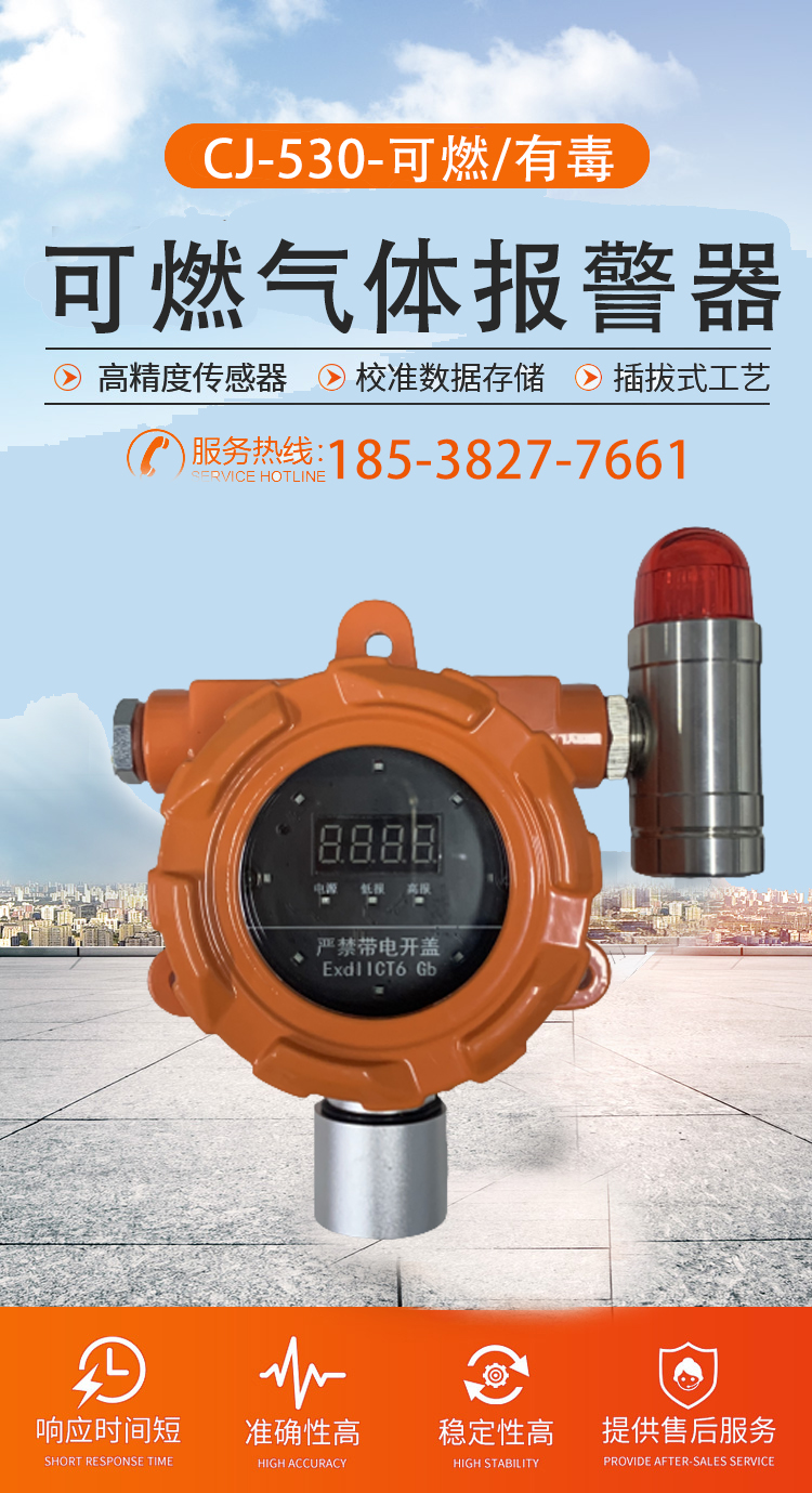 Gas detector fixed OLED hydrogen sulfide gas detection alarm IP66 explosion-proof Chenjing Technology