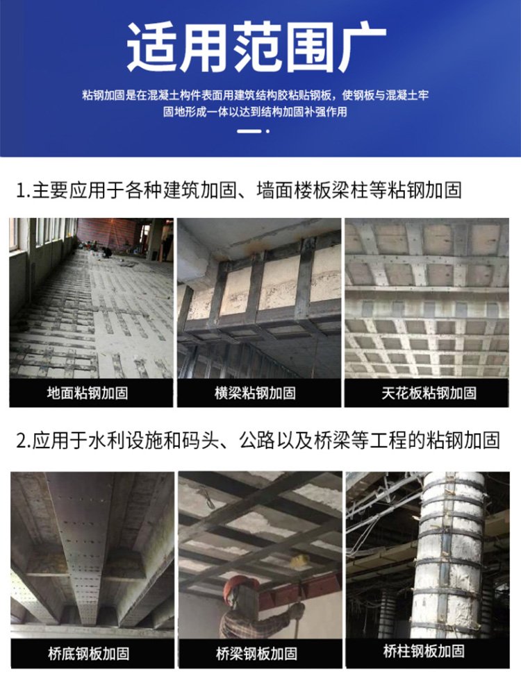 Modified epoxy resin steel adhesive for reinforcing concrete beam column structures