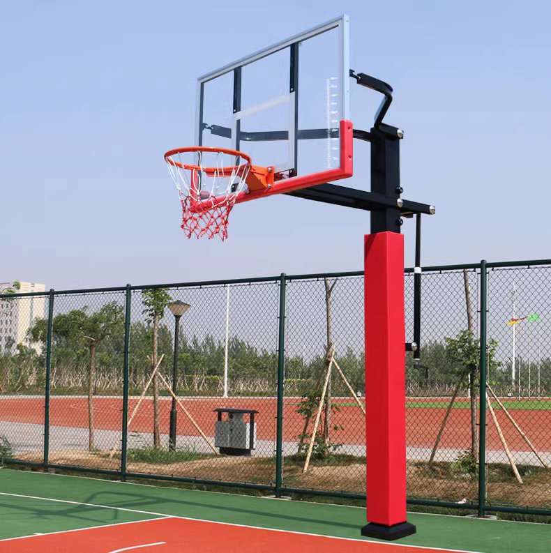 户外直埋圆管篮球架 高强度钢化玻璃蓝板 产地货源 多德