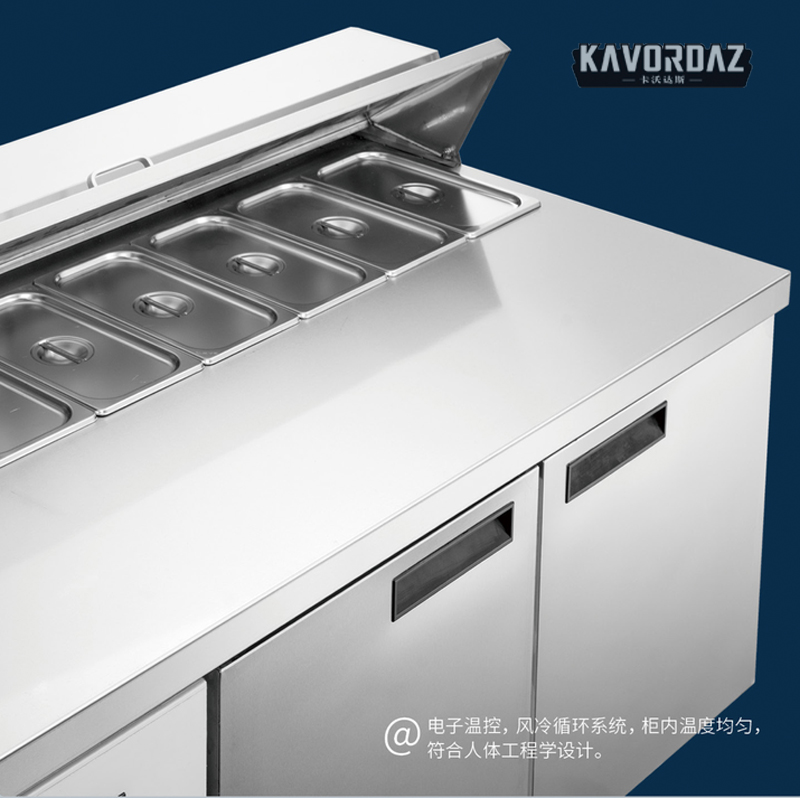 Barbecue Shop Salad Refrigerator Opened Cutting Table Refrigerator Number of Dishes Workbench Refrigerator