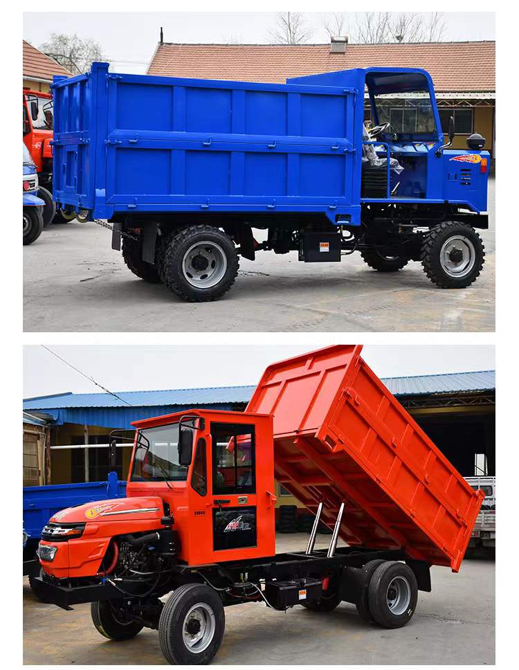 Diesel automatic unloading tipping bucket four-wheel drive vehicle pulling wood self unloading transport vehicle pulling bamboo engineering tractor