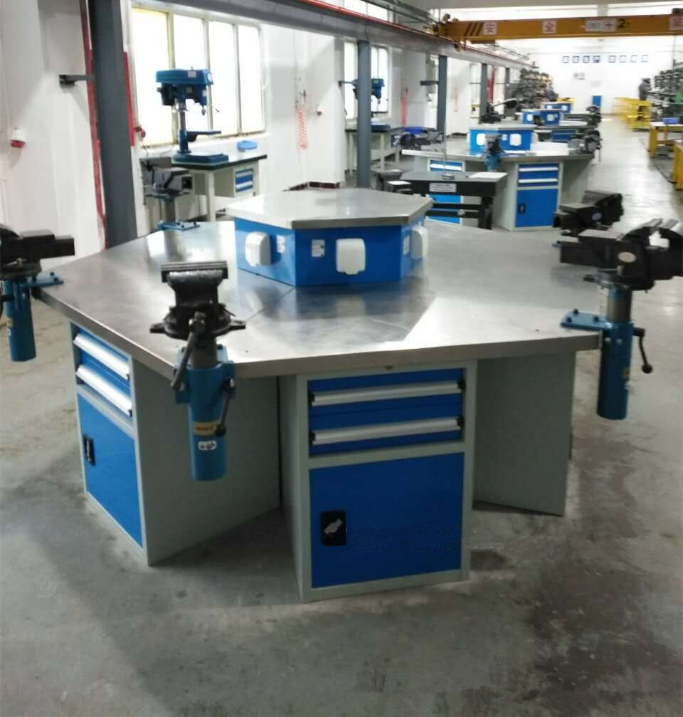 Langgu Heavy Equipment Hexagonal Fitter Platform Technical School Training Mold Hexagonal Operation Platform Six Station Workstation