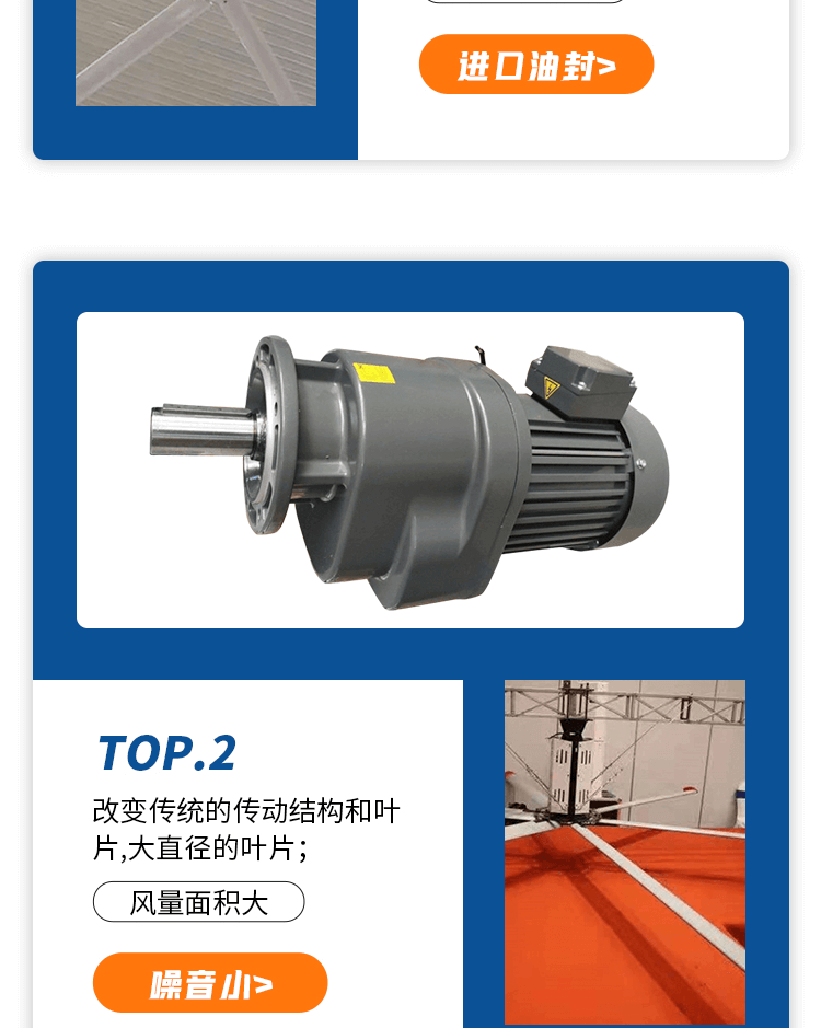 Industrial fan reducer with a diameter of 7 meters, Shiyuan 1.5KW35 shaft, large industrial ceiling fan reducer motor