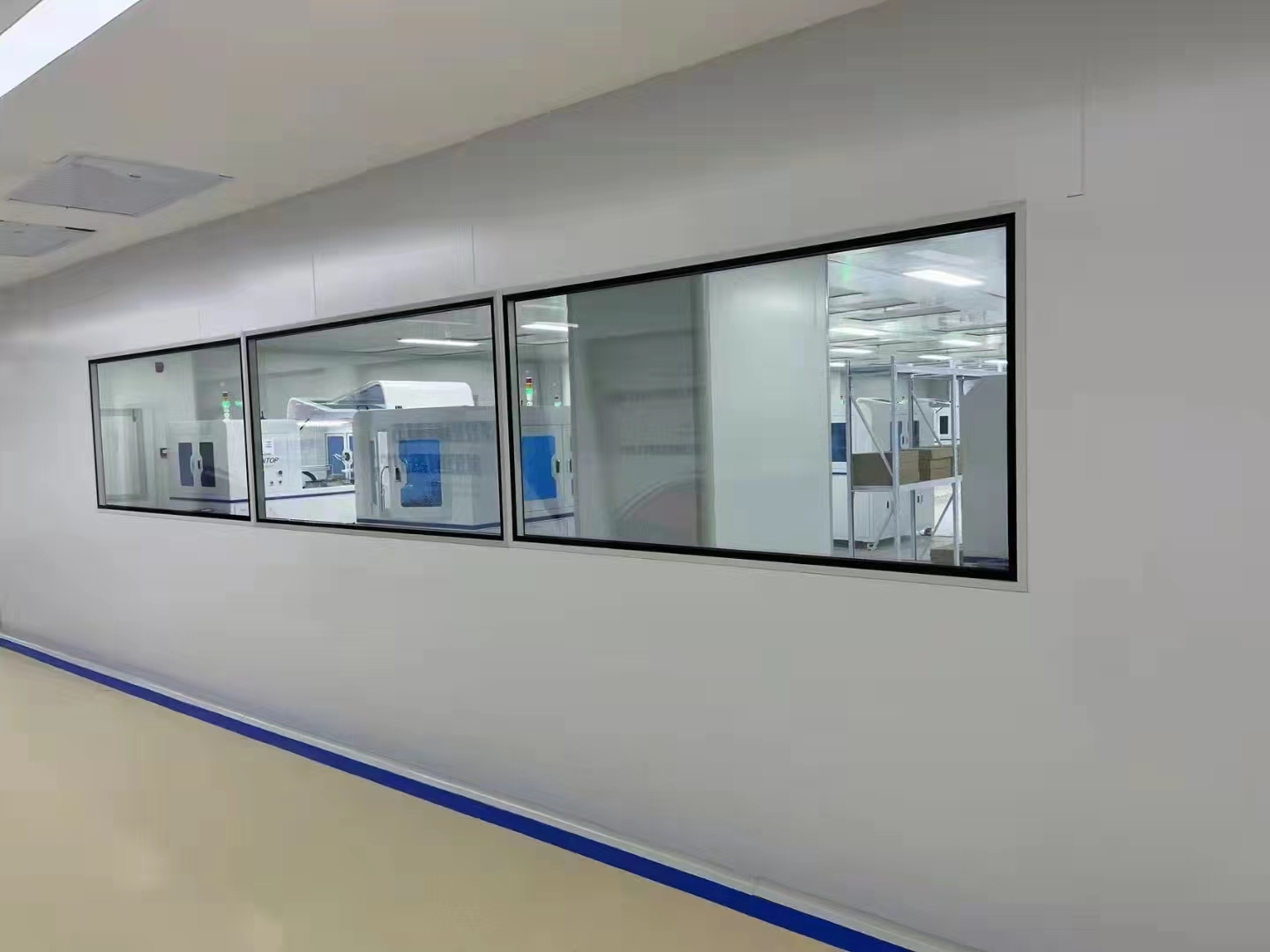 Double layer hollow observation window, dust-free purification workshop, clean room laboratory, finished tempered glass fixed window customization